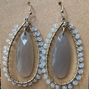 Elegant Silver and Gray Teardrop Earrings